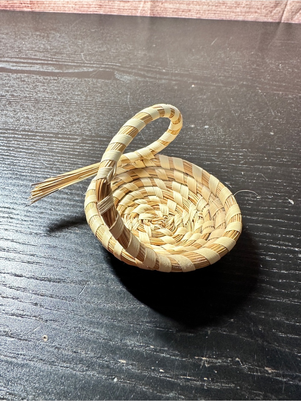 Vintage Charleston SC “Sweetgrass” BASKET Gullah Tiny Size Hand Crafted 3”